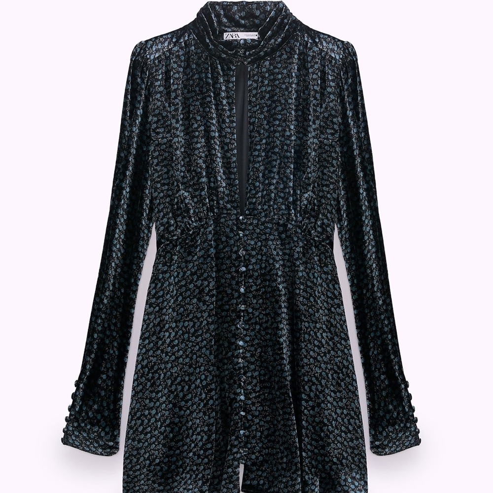 Zara Black and Blue Mini Dress
